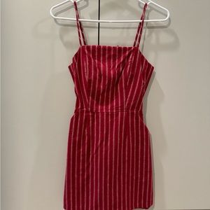 Red tie back mini dress